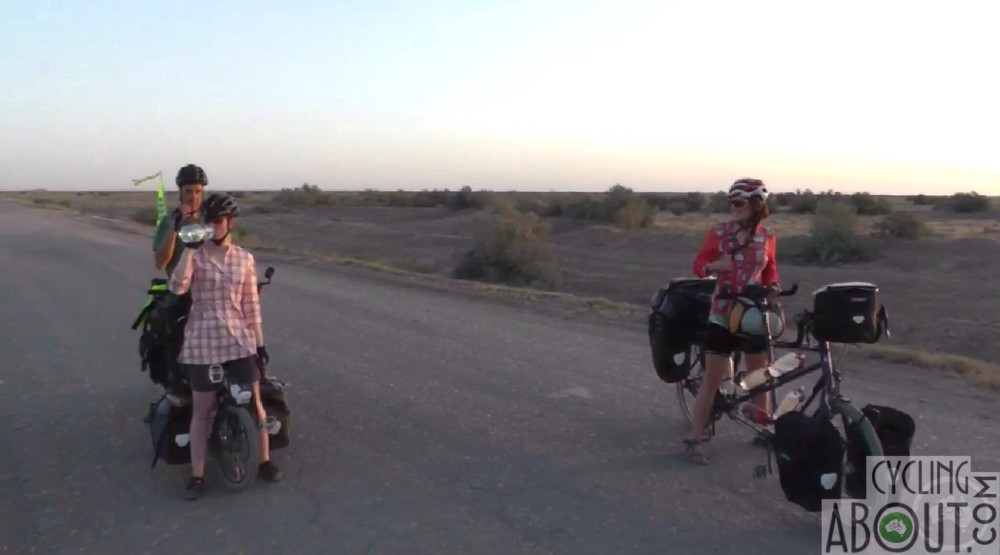 Cycling with Marcel and Alena in Turkmenistan.